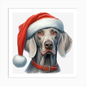 Weimaraner Santa Hat 3 Art Print