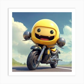 Yellow Motorcycle On The Road Art Print