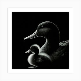 Duck And Duckling Art Print