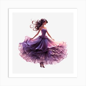 Girl In A Purple Dress Art Print