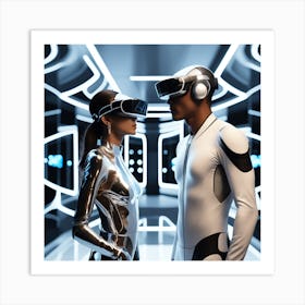 Futuristic Couple In Virtual Reality 4 Art Print