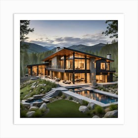 Modern Home In The Mountains 3 Art Print