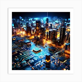 Cityscape At Night 1 Art Print