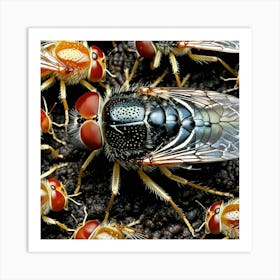 Flies Insects Pest Wings Buzzing Annoying Swarming Houseflies Mosquitoes Fruitflies Maggot (6) Art Print