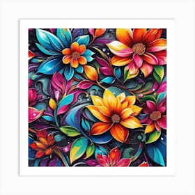 Colorful Floral Painting Art Print