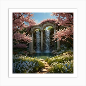 Cherry Blossoms In The Garden 1 Art Print