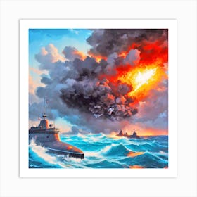 Russian Submarine Battle Art Print