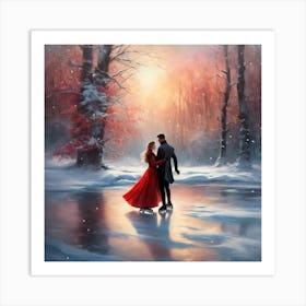 Romantic Skaters Art Print