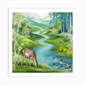 Deer In The Forest 3 Art Print