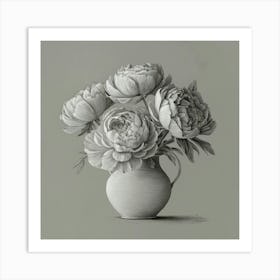 Peonies In A Vase Wall Art Print Art Print