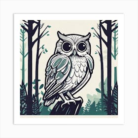 Owl In The Woods 30 Art Print