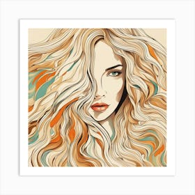 Beautiful Girl With Long Hair Art Print