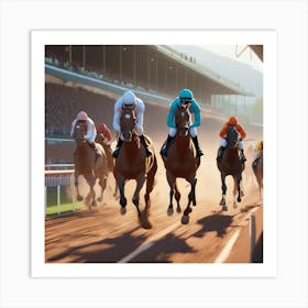 Horse Racing At The Track Art Print