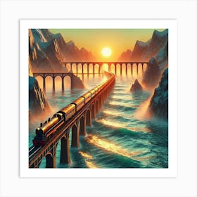 Train Crossing The Ocean 2 Art Print