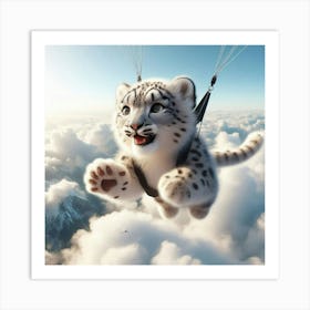 Snow Leopard Parachute 1 Art Print