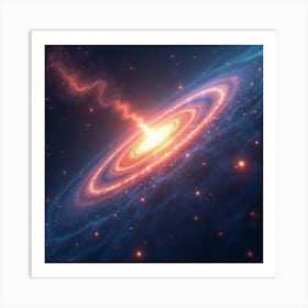 A Watercolor Pulsar Spinning In The Distance, Emitting Bright Colorful Waves 1 Art Print