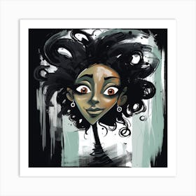 Girl With Big Hair Art Print