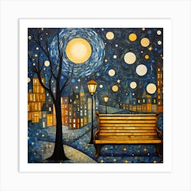 Bench At Night 2 Art Print