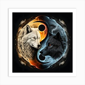 Wolf And Fire Art Print