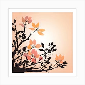 Branches and Leaves in Warm Pastels Art Print