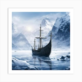 Viking Ship In The Ice 1 Art Print