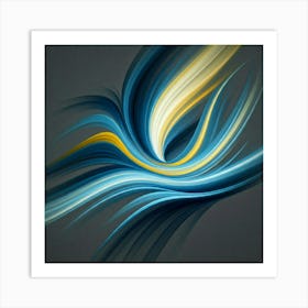 Abstract Blue And Yellow Wave Art Print