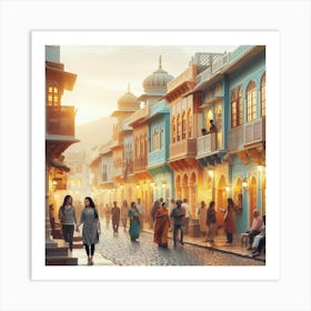 Sunset In Rajasthan Art Print