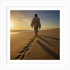 Jesus Walking On The Beach 2 Art Print