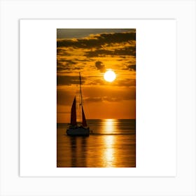 Sunset Sailboat 1 Art Print