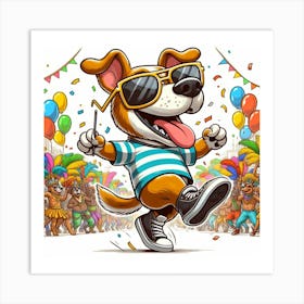 Cartoon Dog At A Carnival Art Print