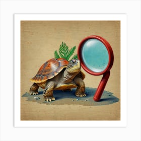 Turtle With A Magnifying Glass Art Print