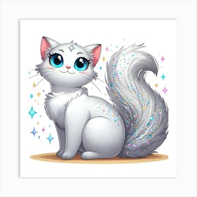 White Cat With Blue Eyes Art Print