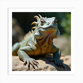 A Majestic Komodo Dragon Sunning Itself On A Rock 2 Art Print