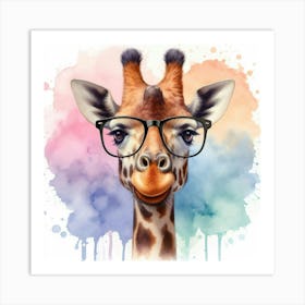 Giraffe With Glasses 3 Art Print