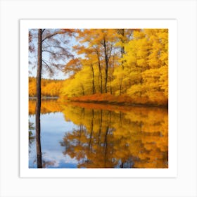 Lake In The Autumn Forest Art Print