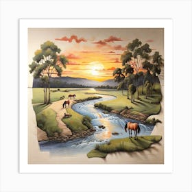 Sunset In The Countryside Art Print