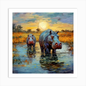 Hippo Art Print