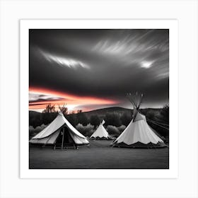 Teepees At Sunset 6 Art Print