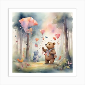 A Bear in a Forest Art Print