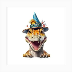 Dinosaur In A Hat 1 Art Print