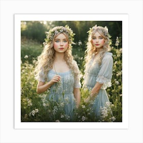 Two Girls In A Field Art Print