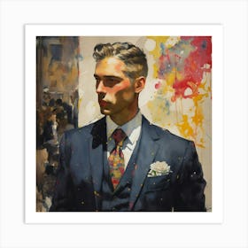 Man In Suit, abstract art Art Print