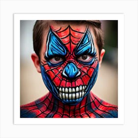 Spiderman Face Painting Art Print