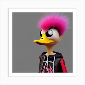 Punk DuK With Pink Hair Art Print