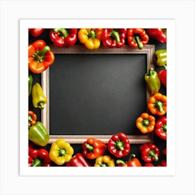 Colorful Peppers In A Frame 18 Art Print