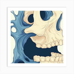 Skull With Blue Water Art Print