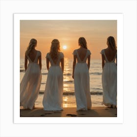 Bridesmaids At Sunset Art Print