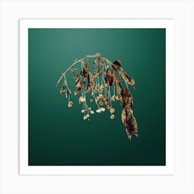 Gold Botanical Visciola Cherries on Dark Spring Green n.0914 Art Print