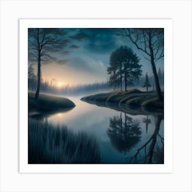 Sunset By The Lake Art Print