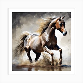 Horse Running In Water #3Art Print Art Print